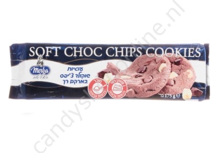 Merba Soft Choc Chips Cookies with rich Belgian milk, dark and white chocolate 175gr.