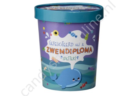 Candy bucket gefeliciteerd met je ZWEMDIPLOMA spetter 500gr.