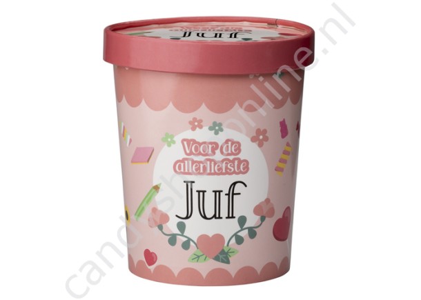 Candy bucket voor de allerliefste JUF 500gr.