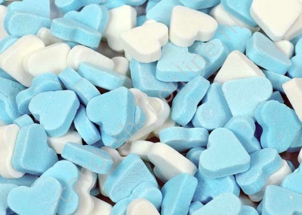 Pepermunt hartjes blauw/wit 250gr.