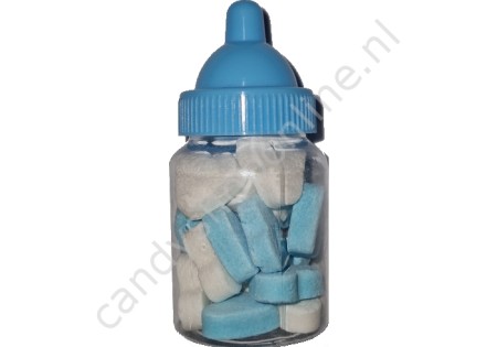 Babyflesje vruchtenhartjes blauw/wit